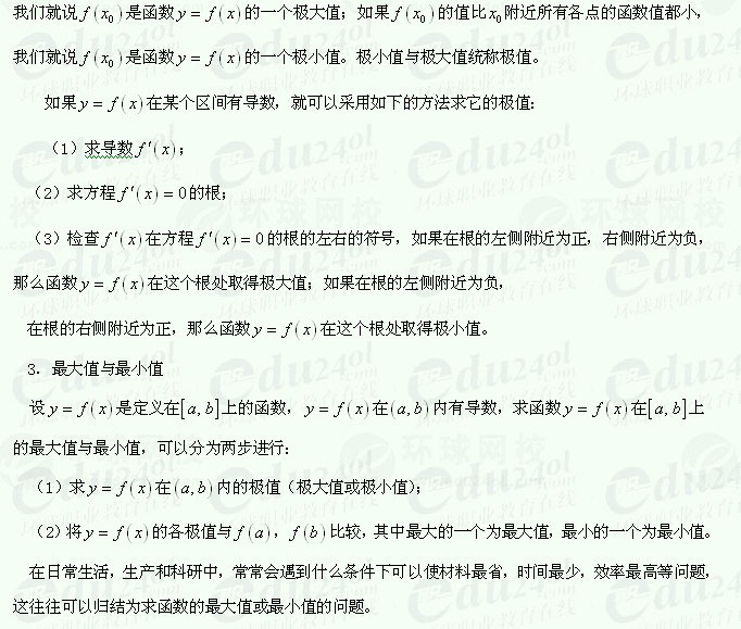 【江苏成人高考】复习资料理科数学-两个函数的和、差、积、商的求导法则