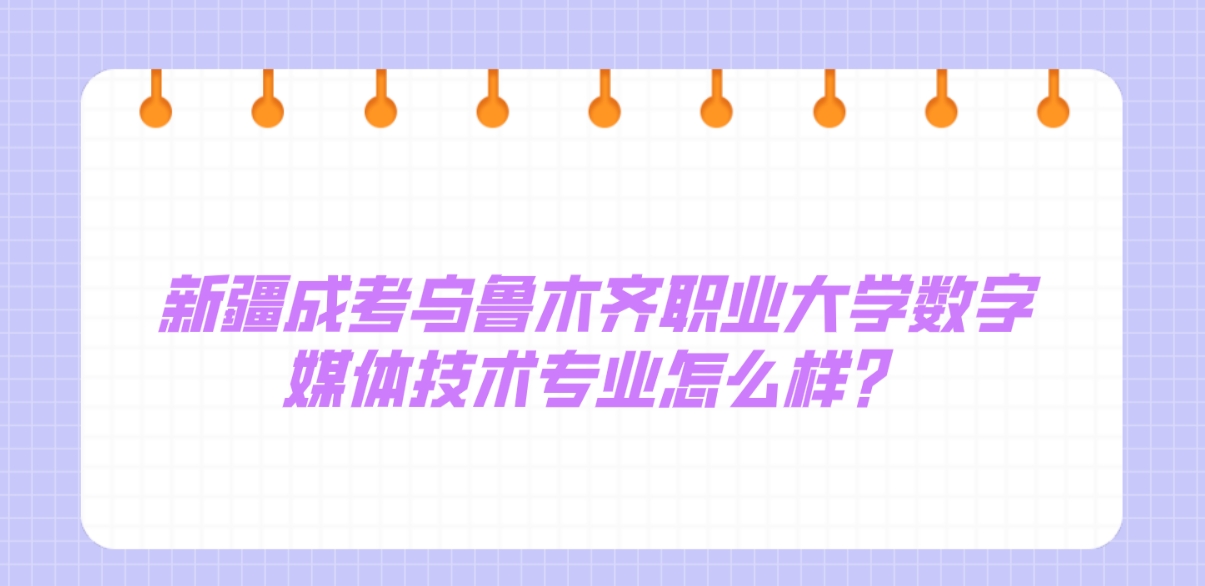 新疆成考乌鲁木齐职业大学数字媒体技术专业怎么样？